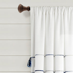 Farmhouse Boho Stripe Woven Tassel Recycled Cotton Window Curtain Panel Set