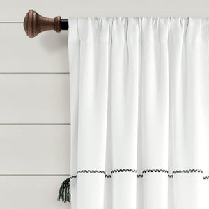 Farmhouse Boho Stripe Woven Tassel Recycled Cotton Window Curtain Panel Set