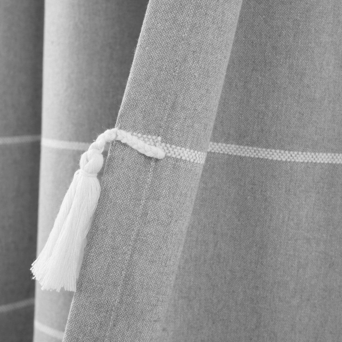 Farmhouse Boho Stripe Woven Tassel Recycled Cotton Window Curtain Panel Set