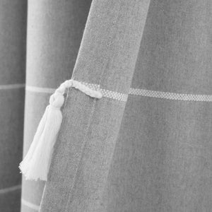 Farmhouse Boho Stripe Woven Tassel Recycled Cotton Window Curtain Panel Set