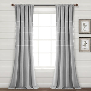 Farmhouse Boho Stripe Woven Tassel Recycled Cotton Window Curtain Panel Set