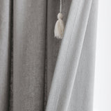 Boho Pom Pom Tassel Faux Linen Window Curtain Panel