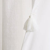 Boho Faux Linen Texture Tassel Window Curtain Panel