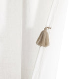 Boho Faux Linen Texture Tassel Window Curtain Panel