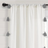 Boho Faux Linen Texture Tassel Window Curtain Panel