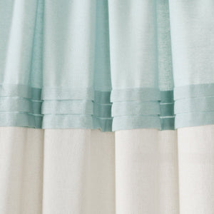 Farmhouse Faux Linen Colorblock Pleated Window Curtains