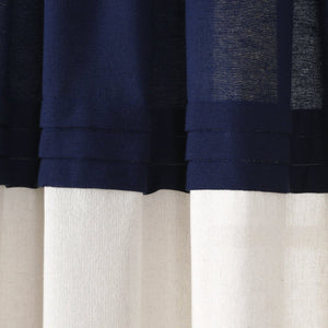 Farmhouse Faux Linen Colorblock Pleated Window Curtains