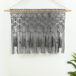Boho Macrame Tassel Cotton Valance 40"W x 30"L