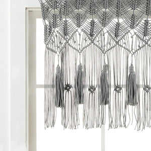 Boho Macrame Tassel Cotton Valance 40"W x 30"L