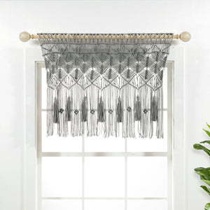 Boho Macrame Tassel Cotton Valance 40"W x 30"L