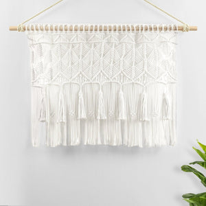 Boho Macrame Tassel Cotton Valance 40"W x 30"L