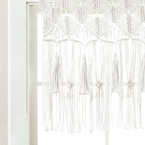 Boho Macrame Tassel Cotton Valance 40"W x 30"L
