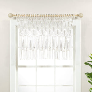 Boho Macrame Tassel Cotton Valance 40"W x 30"L