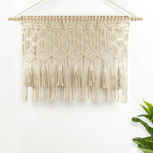 Boho Macrame Tassel Cotton Valance 40"W x 30"L