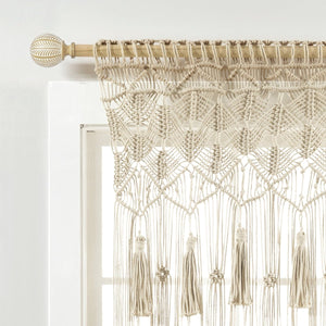 Boho Macrame Tassel Cotton Valance 40"W x 30"L