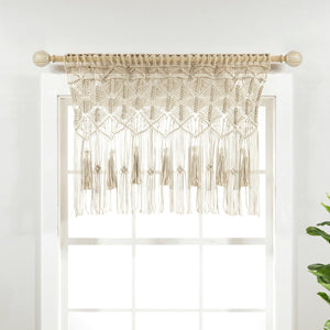 Boho Macrame Tassel Cotton Valance 40"W x 30"L