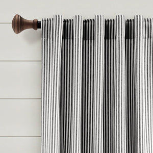 Farmhouse Vintage Stripe Recycled Cotton Blend Window Curtain Panel Set