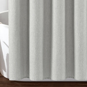 Farmhouse Vintage Stripe Yarn Dyed Recycled Cotton Blend Shower Curtain