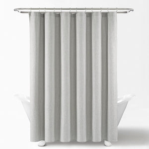 Farmhouse Vintage Stripe Yarn Dyed Recycled Cotton Blend Shower Curtain