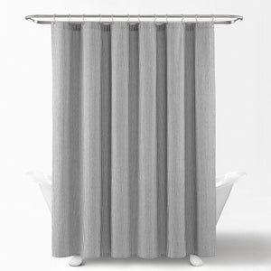 Farmhouse Vintage Stripe Yarn Dyed Recycled Cotton Blend Shower Curtain