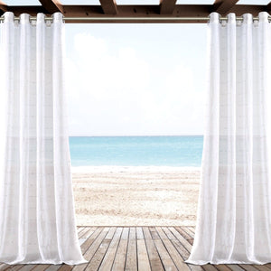 Farmhouse Textured Grommet Sheer Indoor/Outdoor Window Curtain