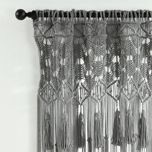 Boho Macrame Tassel Cotton Window Curtain Panel