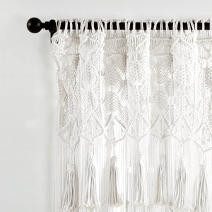 Boho Macrame Tassel Cotton Window Curtain Panel