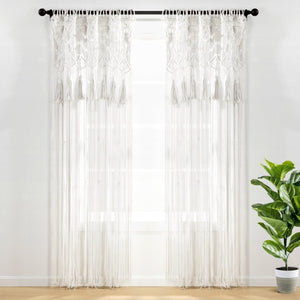 Boho Macrame Tassel Cotton Window Curtain Panel