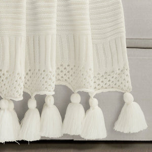 Boho Knitted Tassel Throw 60" x 50"