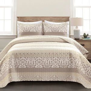 Boho Stripe 3-Piece Quilt Set