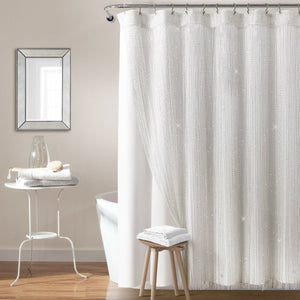 Night Sky String Thread Shower Curtain Set with PEVA Lining