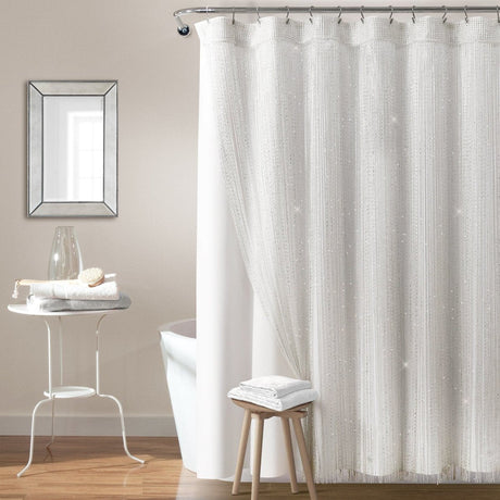Night Sky String Thread Shower Curtain Set with PEVA Lining