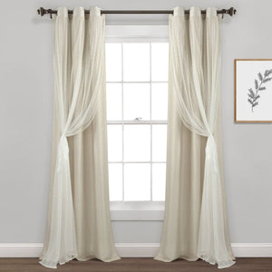 Cottage Polka Dot Sheer Window Curtain Panel Set