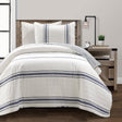 LushDecor Farmhouse Stripe Reversible Cotton Quilt Set in Navy - view 2