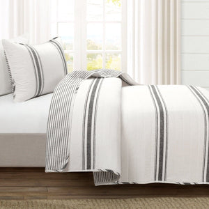 LushDecor Farmhouse Stripe Reversible Cotton Quilt Set - view 30
