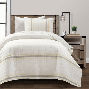 LushDecor Farmhouse Stripe Reversible Cotton Quilt Set - view 36