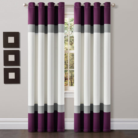 Alexander Color Block Light Filtering Window Curtain Panel Set