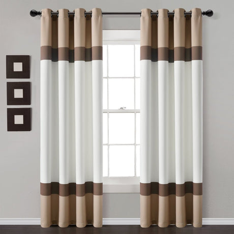 Alexander Color Block Light Filtering Window Curtain Panel Set