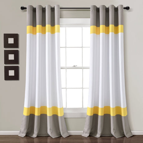 Alexander Color Block Light Filtering Window Curtain Panel Set