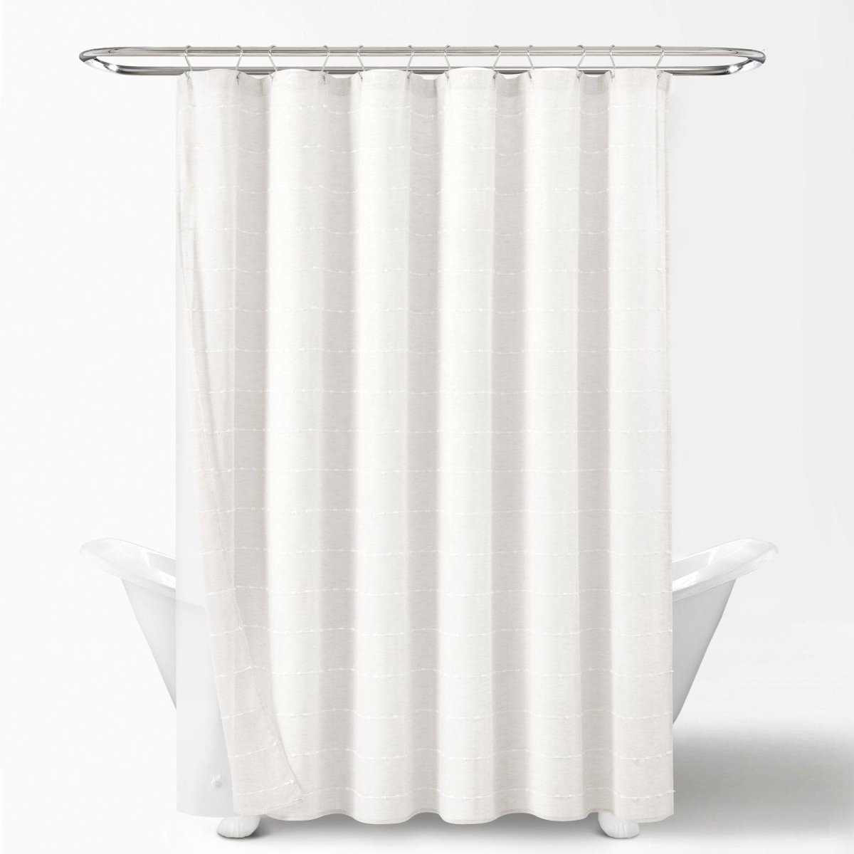 Farmhouse Textured Sheer With PEVA Lining Shower Curtain Set