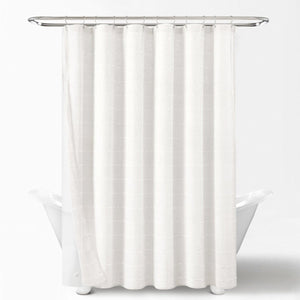 Farmhouse Textured Sheer With PEVA Lining Shower Curtain Set
