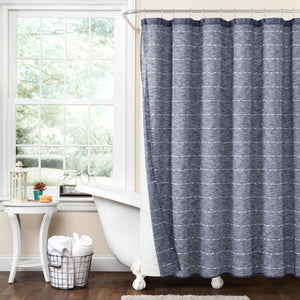 Farmhouse Textured Sheer With PEVA Lining Shower Curtain Set