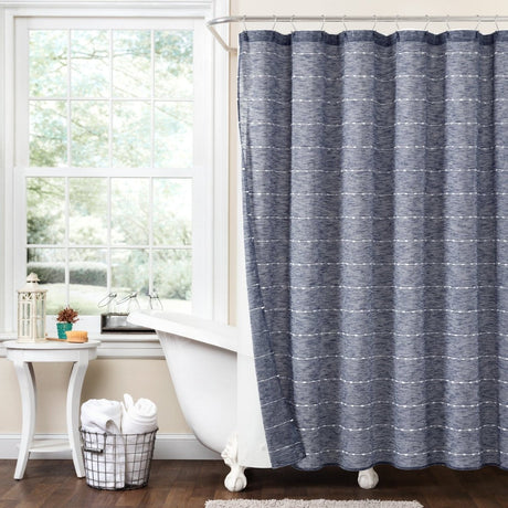 Farmhouse Textured Sheer With PEVA Lining Shower Curtain Set