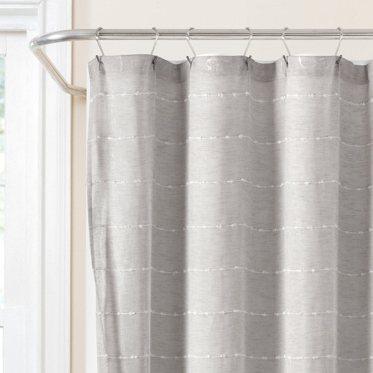 Farmhouse Textured Sheer With PEVA Lining Shower Curtain Set