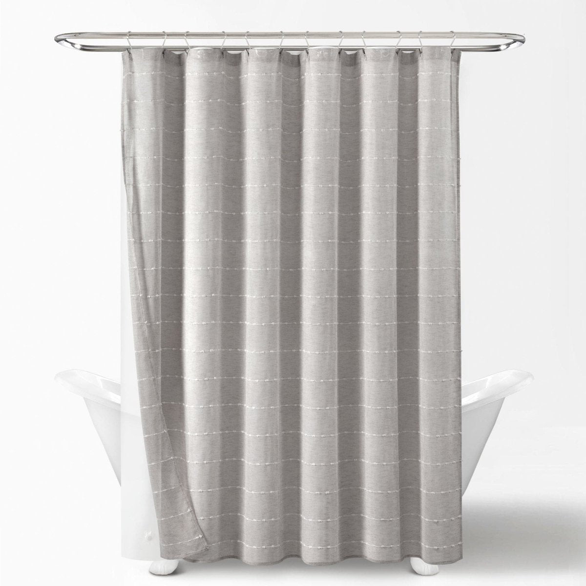 Farmhouse Textured Sheer With PEVA Lining Shower Curtain Set