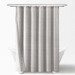 Farmhouse Textured Sheer With PEVA Lining Shower Curtain Set