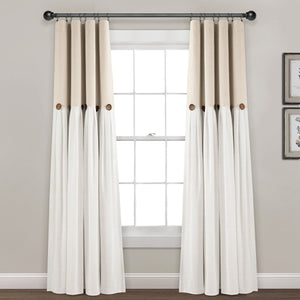Linen Button Lined 100% Blackout Window Curtain Panel