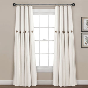 Linen Button Lined 100% Blackout Window Curtain Panel