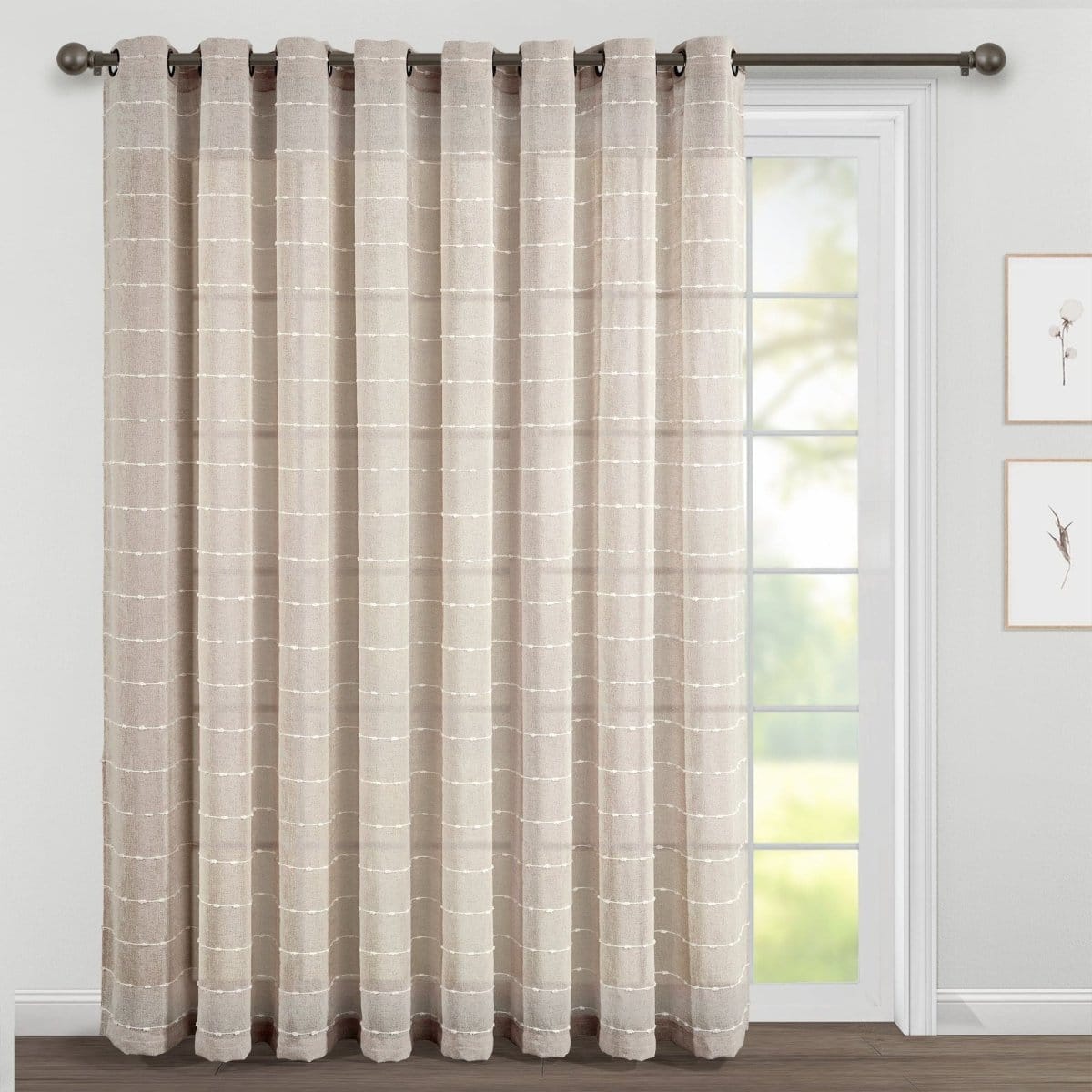 LushDecor Farmhouse Textured Grommet Sheer Ultra Wide Window Curtain Panel - view 2