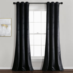Prima Velvet Solid Grommet Light Filtering Curtain Panel Set